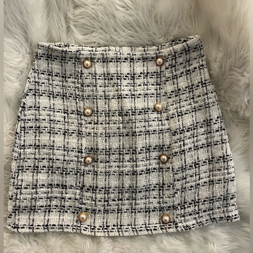 Tweed plaid skirt